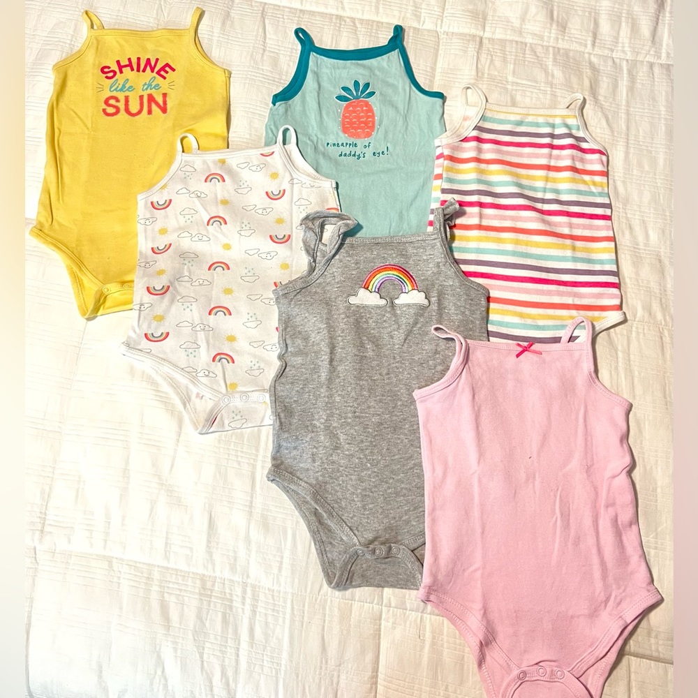 6 piece bundle of Tank Onesies 9-12 months